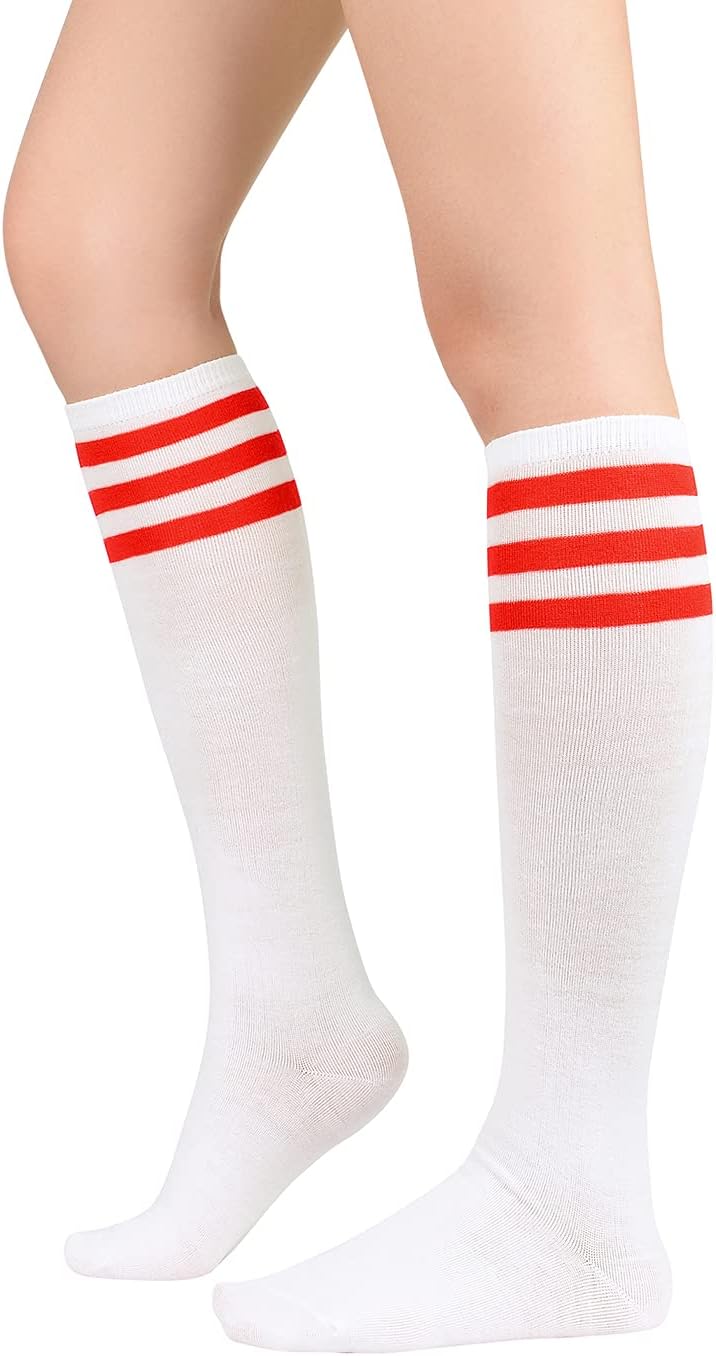 Zando Knee High Socks for Women Striped Athletic Long Tall Tube Socks Outdoor Sports Casual Thigh High Stockings - Image 1